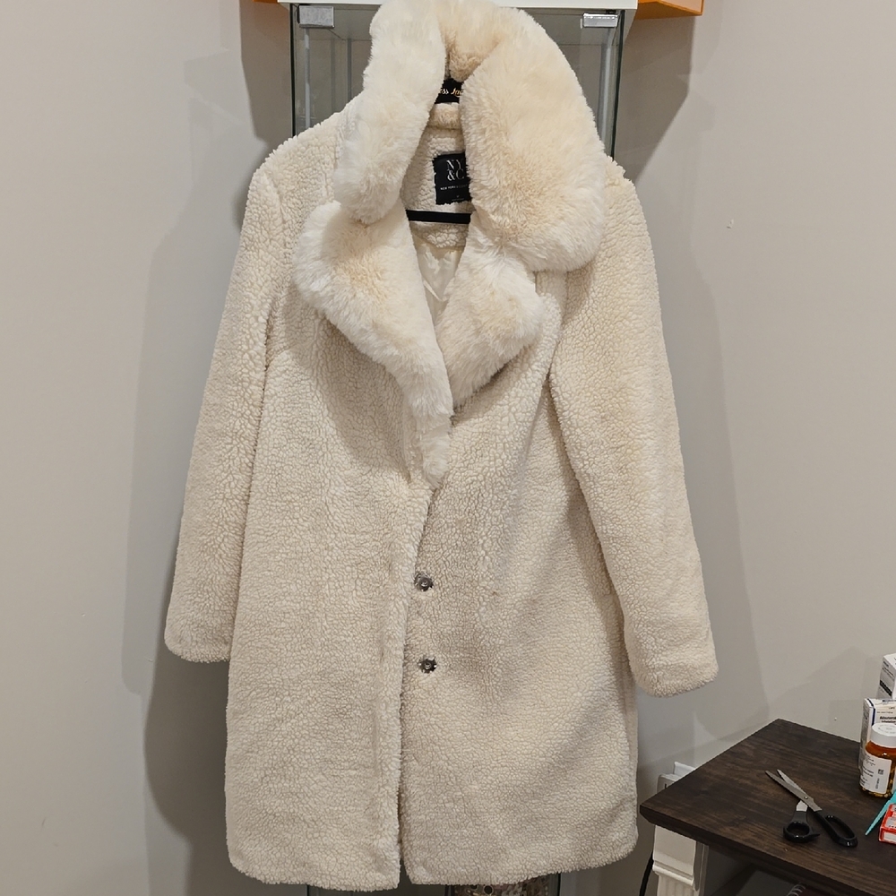 New York & Company Cream Teddy Jacket